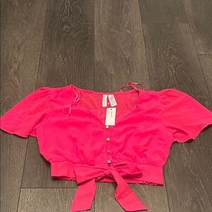 Vibrant Pink Buttoned Crop Top